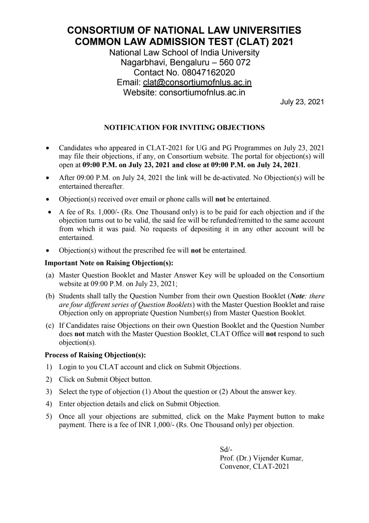 CLAT UG 2021 Previous Year Question Paper (with Answer Key)